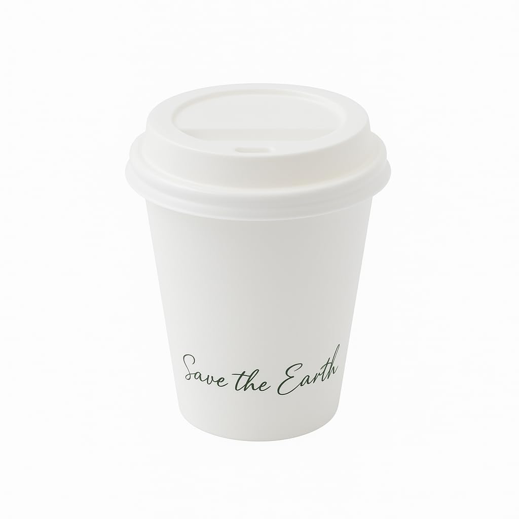 Générique 1000 Gobelets 20 cl (7 oz) en Carton Blanc avec Couvercles en Plastique – Tasses Jetables avec Couvercles Hermétiques et Résistants pour Boissons Chaudes et Froides