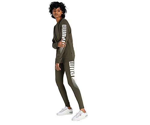 Image of Puma Women Mid Rise Essentialentials Graphic Leggings | Cotton-Blend Tight Fit Workout Tights | Stretchable Pull-On Gym Leggings | Stylish Everyday Legwear for Casual Or Fitnessential Use