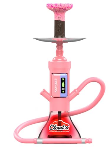 Electric Portable Hookah with LED Light & USB-C Charging | Charcoal-Free Modern Hookah (Cloud X - Pink)