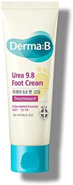 Derma B | Urea 9.8% Foot Cream | Foot Lotion for Dry Cracked Heel Treatment | Camellia Oil, Urea Cream for Feet | Hypoallergenic Leg Cream for Sensitive Skin | Woody Scent Foot Care | 2.7 fl oz (80ml)