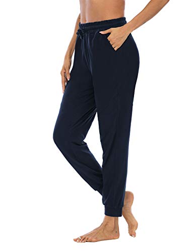DIBAOLONG Womens Yoga Sweatpants Workout Joggers Pants Comfy Loose Drawstring Lounge Pajama Pants with Pockets Navy