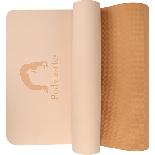 Image of Bodylastics Yoga Mat for Men and Women with Carry Bag TPE 6ft x 2ft x 6mm Large Size Anti Slip & Anti Tear Workout Mat