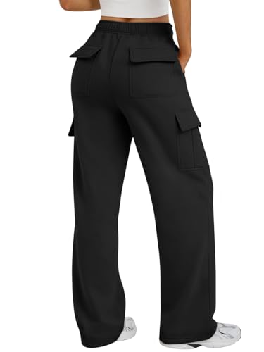 Trendy Queen Women's Cargo Sweatpants, Wide Leg Workwear Pants with