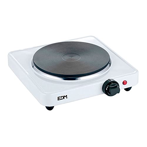 Cocina eléctrica EDM de 1500W con 1 fuego regulable gris para espacios pequeños