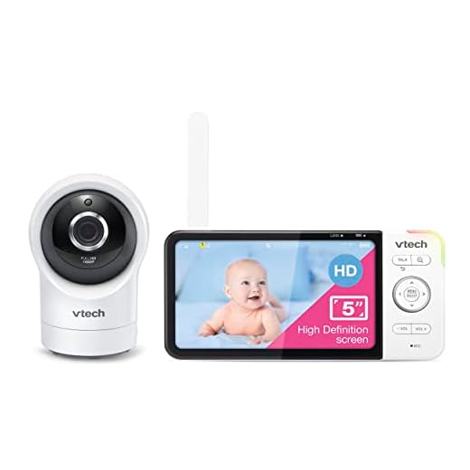 VTech RM5764HD 1080p Smart WiFi Remote Access Baby Monitor, 360° Pan & Tilt, 5" 720p HD Display, HD Night Vision, Soothing Sounds, 2-Way Talk, Temperature Sensor, Motion Detection, iOS & Android