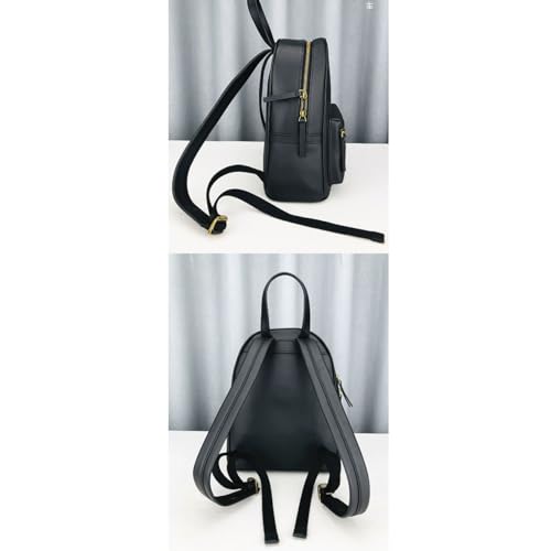 Genuine Leather Casual Daypack Women's Fashion Backpacks Handbags Travel Bags Business Laptop Bags Briefcases (Color : Black, Size : Medium)2