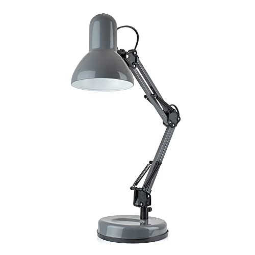 homelife for easy living 35W Swing Poise Hobby Desk Lamp - Tilt/Swivel Head - 35cm Swing Arm - Max. Height 52cm - Weighted Base with Desk Tidy - Inline Switch - L945GR- Anthracite Grey - Anthracite Grey