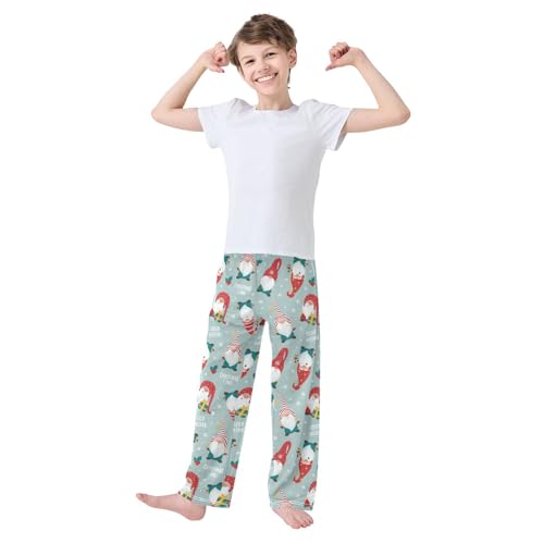 Enjoy Holiday Gnome Boys Long Pants Soft Trousers Elastic Waist Kids Lounge Bottoms with Pockets S-XL2