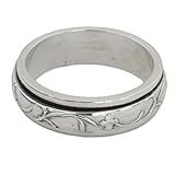 Picture of NOVICA Artisan Handmade Sterling Silver Meditation Spinner Ring Artisan Crafted from India Band [band Width 5 mm W] ' Spinning Vines'