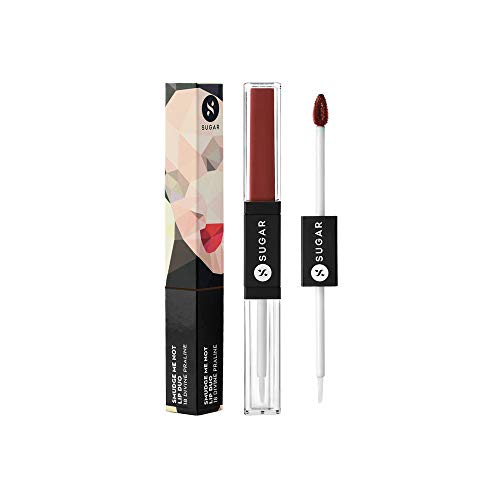 Image of SUGAR Cosmetics - Smudge Me Not - Lip Duo - 18 Divine Praline (Dusty Burgundy) - 3.5 ml - 2-in-1 Duo Liquid Lipstick with Matte Finish and Moisturizing Gloss