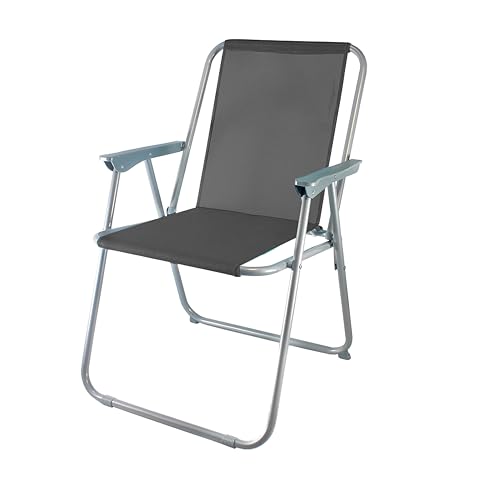Silla de Playa Plegable de Acero – Resistente y Ligera, Fácil de Transportar, Ideal para Playa, Piscina, Camping y Jardín (Gris Oscuro)