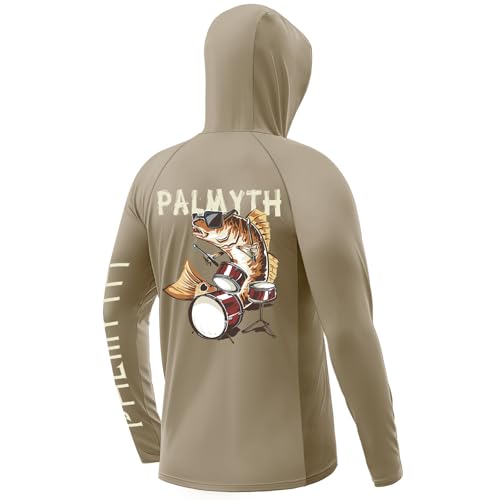Palmyth Fishing Shirts for Men Long Sleeve Sun Protection Fishing Hoodie UPF 50+ UV Hooded Shirt Neck Gaiter