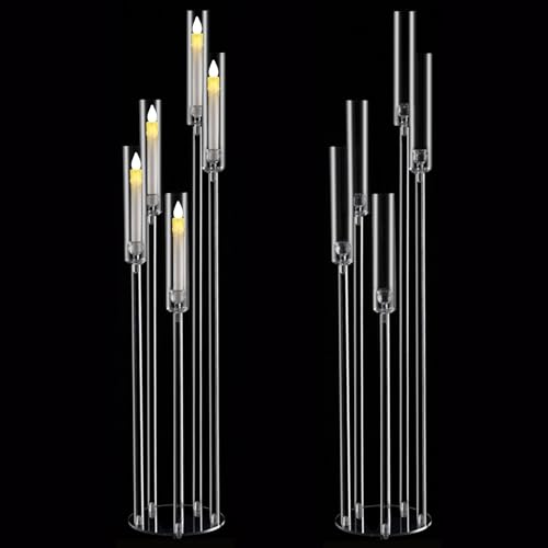 Fullvaseer 2pcs 5 Arm Floor Candelabra,Acrylic Floor Candle Holder for