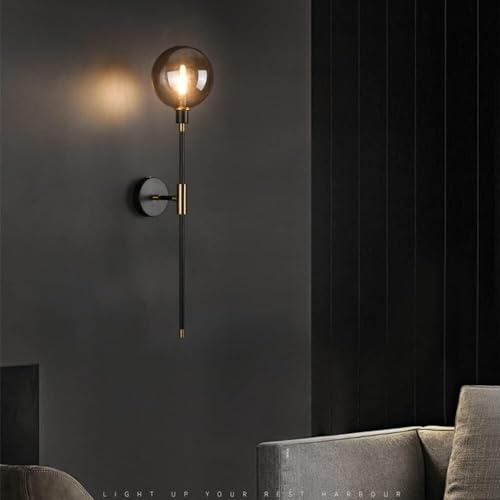 Aplique de pared lineal gris humo con varilla larga y acabados metálicos de alta calidad 3