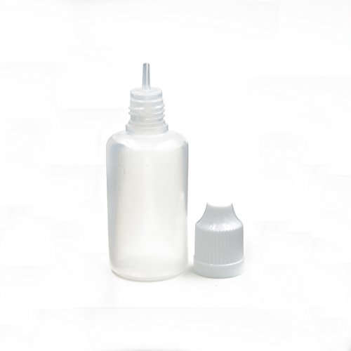 100 x Cuentagotas Botella childproof Squeezable Líquido de ojo de plástico LDPE Tapa de gota de punta Live-wire-direct vacío, Blanco, 30ml Bottle+Tip cap