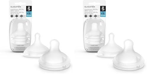 SUAVINEX Sx Pro Silicona Caudal M Medio + 3 meses 2 Unidades 307387, Transparente (Paquete de 2)