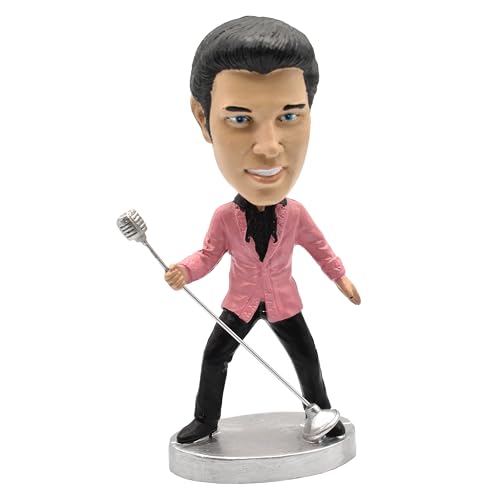 Elvis Presley Novelty Dashboard Wobbler Featuring Elvis in a Pink Cardigan and Swinging a Microphone - Mid-South Products
