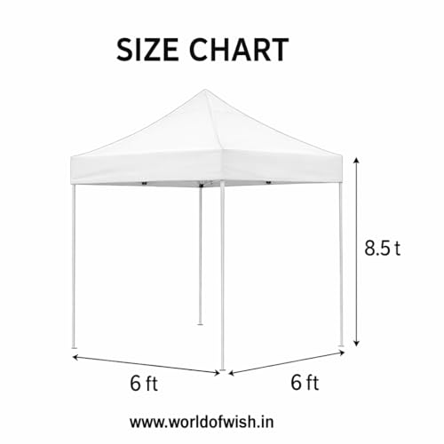 Image of 6x6 ft Waterproof Foldable Gazebo Tent (White, 2x2M) | Heavy-Duty Small Canopy | Portable Pop-Up Tent for Outdoor Events, Stall, Camping, Garden & Picnic | UV & Rain Protection | Easy Setup