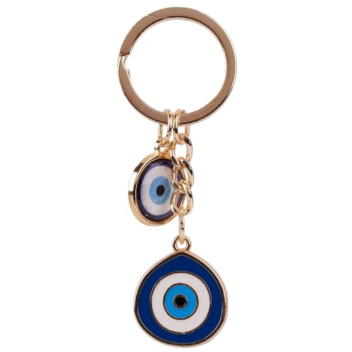 BCS Evil Eye Keychain Bag Charm - Good Luck & Protection Amulet - Car Keyring Purse Accessories for Women (Navy Blue)