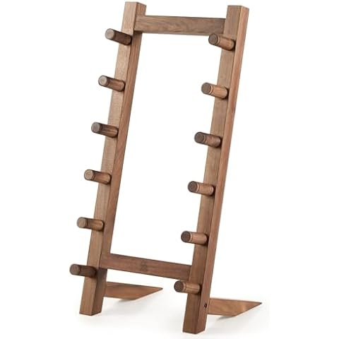 KYOKU Wooden Knife Stand, 6 Layer Natural Wood Knife Display Stand, Japanese Style Kitchen Knife Holder with Wide Support Legs, Knife Block Countertop Tabletop Organizer for Home Restaurant Kitchen Cover