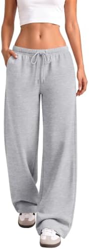 Rapbin Jogginghose Damen Baggy Sweathose Weites Bein mit Kordelzug Lang | Sporthose Damen Freizeithose Elastischer Bund Mikrofleece Lose Hosen Baumwolle Weites Bein mit Taschen XS-