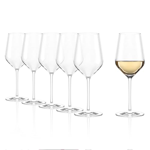 Stölzle Lausitz Weißweingläser Starlight 6er-Set 410 ml – Hochwertige Weingläser ideal für Weißwein – Eleganter Weißweinkelch aus Kristallglas – Spülmaschinengeeignet & stoßfest, Made in Germany