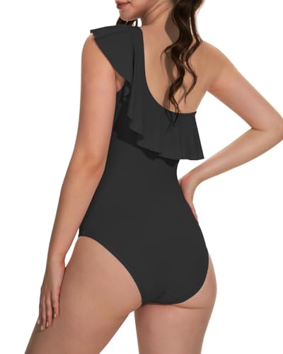 Beautikini Period Swimwear One Piece Menstrual Leakproof Swimsuit One Shoulder Ruffle Bathing Suits for Girls Teens2