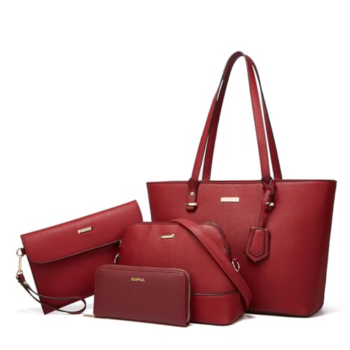 Image of Women Fashion Handbags Wallet Tote Bag Shoulder Bag Top Handle Satchel Purse Set 4pcs