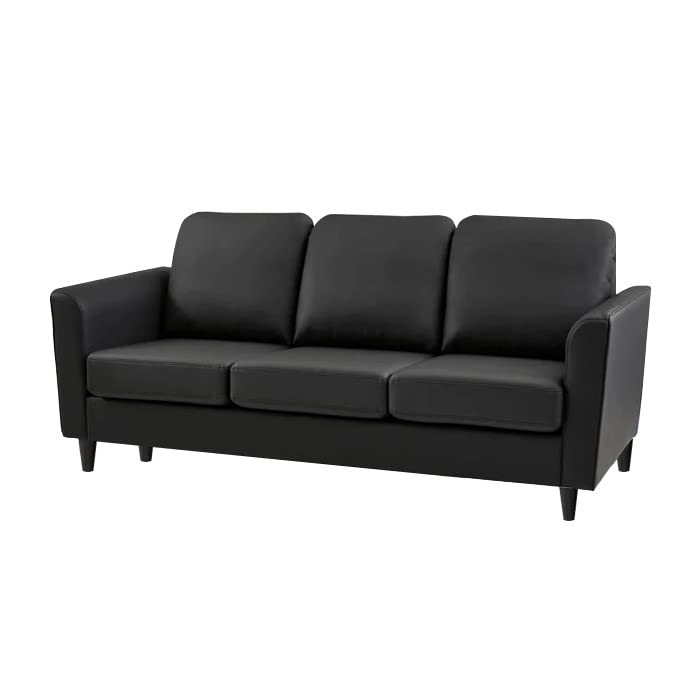 Image of Jerry 3 Seater Leatherette Sofa Set for Living Room Black |Leather Sofa 3 Seater | Three Person Sofas Couch for Office Festival Gift
