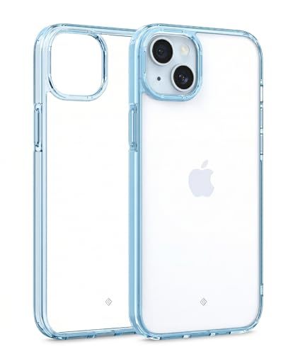 Image of Spigen Caseology Quartz Crystal Back Cover Case for iPhone 15, Clear Transparent, Slim Frame - Polycarbonate + TPU | Crystal Blue