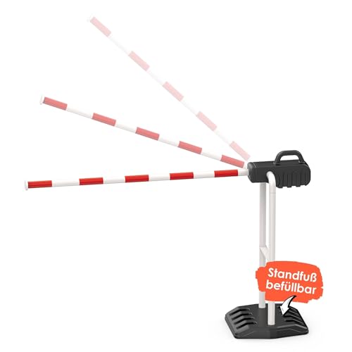 alldoro 60233 Verkehrsschranke für Kinder, 110 x 68 cm, Verstellbarer Schrankenarm, befüllbarer Standfuß, Indoor & Outdoor, ab 3 Jahren, Rot/Weiß