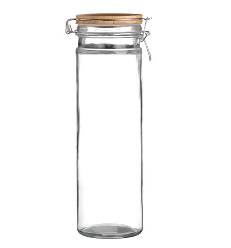 Urban Living Bambou & Co Straight Glass Jar with Bamboo Lid and Clip 1900 ml