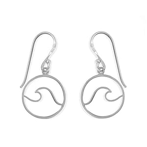 Boma Jewelry Sterling Silver Wave Water Element Circle Round Dangle Earrings