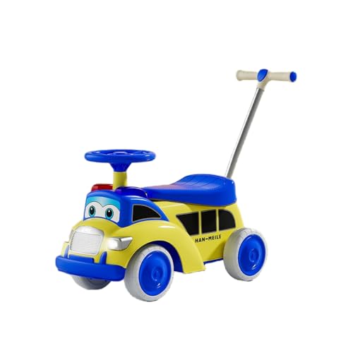 WXQ乗用玩具 子供 車足こぎ乗用玩具 列車の形状 室内玩具 レトロカー 乗用玩具 子供用車 おもちゃの収納 乗り物 学習用歩行玩具 バランス感覚 男の子 女の子 誕生日プレゼント (ブルー,手押しハンドル+光と音楽)