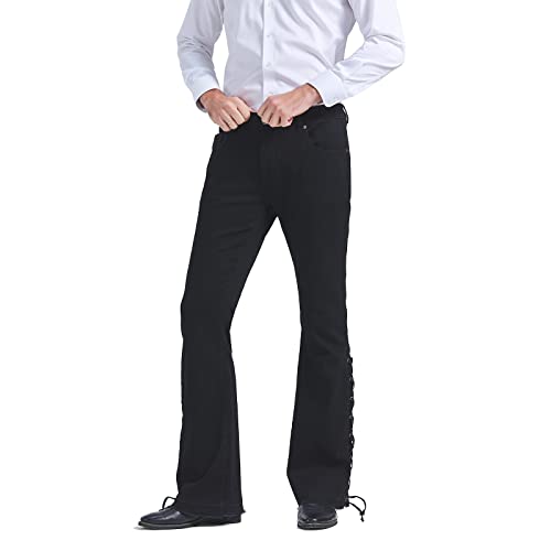 Wbestwind 70s Disco Pants for Men Relaxed Stretch 60s 70sBell Bottom Fit Comfort Flared Retro Leg Denim Vintage Jeans