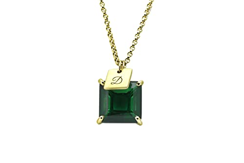 Collier émeraude en or et pendentif monnaie carré gravé