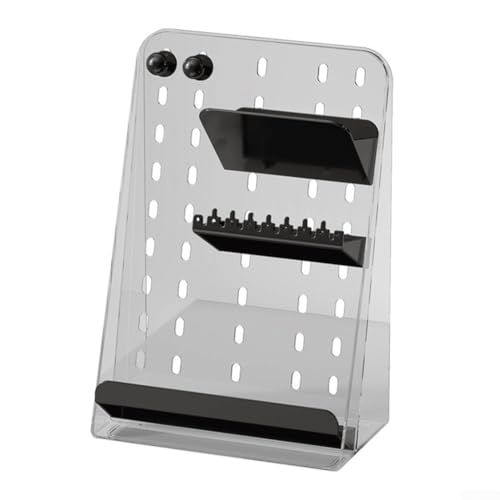 Bandeja organizadora de baño multisección para maquillaje, cuidado de la piel y almacenamiento de perfume, diseño compacto para tocador o encimera, y fácil de mantener (negro)