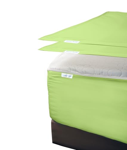 Zip On Fitted Sheet Full Size Sage Green 600 TC Cotton 15" Deep