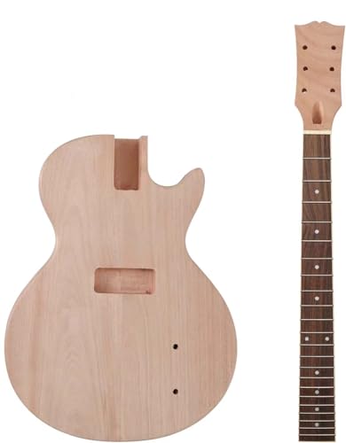 Musoo DIY Electric Guitar Kit, Single Cut LP Style, Unfinished Project Guitar Body with Neck