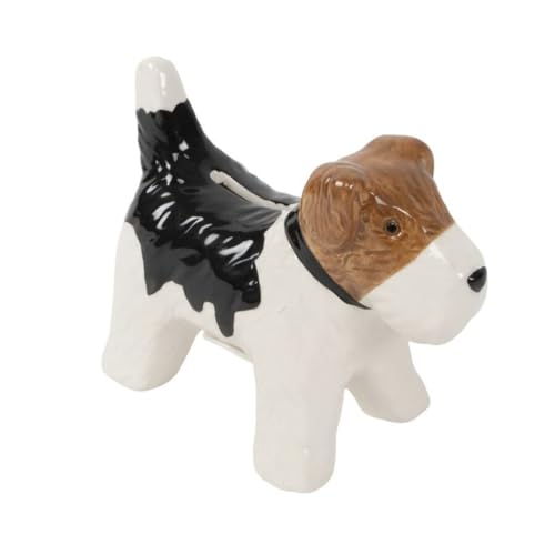 Tirelire décorative en céramique en forme de chien Teckel, Terrier, Carlin marron, 17 x 8,5 x 11 cm (Terrier)