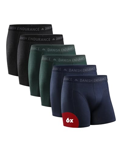 DANISH ENDURANCE Boxer Uomo Cotone, con o Senza Patta, 6 Paia | Boxer in cotone traspirante, con o senza apertura frontale, cuciture piatte antisfregamento, per il comfort quotidiano