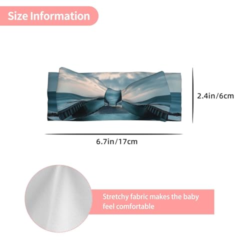 Turquoise colored horizon Baby Headbands Soft Nylon Hairbands with Stretchy Bows Girls Hair Accessories for Newborn Infant Toddler Kids3