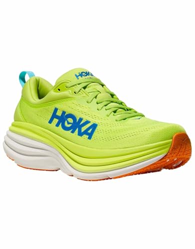 HOKA Bondi 8 Men's Performance Road Running Shoes Sneakers (Lettuce/Solar Flare, US Footwear Size System, Adult, Men, Numeric, Medium, 7.5)