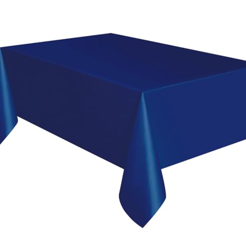 Solid True Navy Blue Rectangular Plastic Table Cover (137cm x 274cm) 1 Count - Elegant & Durable Tablecloth for Parties Events and Home Use