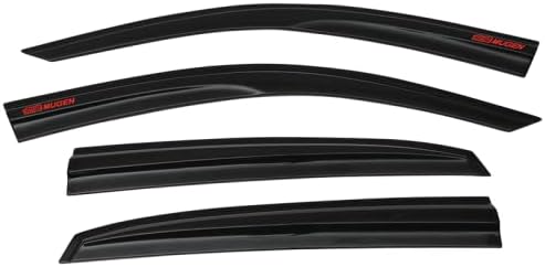 Window Visor Rain Guard Shade Compatible for 17-21 Civic Hatchback, Side Window Vent Deflector, Dark Smoke Tinted, red Mug Sticker, 17 18 19 20 21