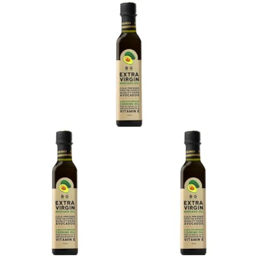 Image of Black and Green Extra Virgin Cold Press Multipurpose Avocado Cooking Oil Bottle (250 ml) (Pack of 3)