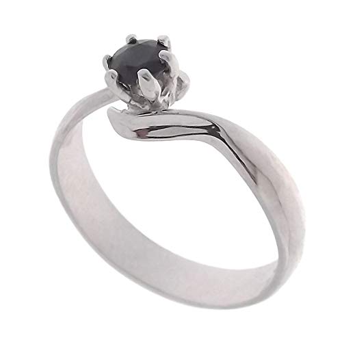 Bague solitaire saphir bleu naturel en argent 925 Gioielli Aurum
