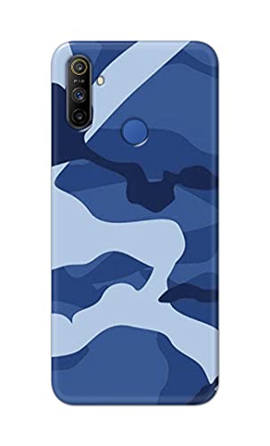 Image of Printed Hard Back Cover Case for Realme Narzo 10A | Realme Narzo 20A Back Cover (Army Blue Pattern) -1302