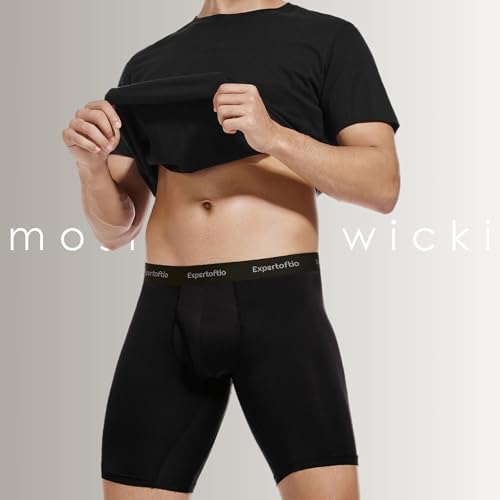 Men's Underwear 9 Inch Long Leg Boxer Briefs for Men, Performance, Moisture Wicking Pack, Anting Chafing, Fly2