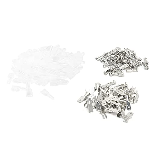 Yuecoom Spade Connectors Male Female Brass Wire Crimp Terminals Insulating Sleeve Assortment Kit 6.3mm